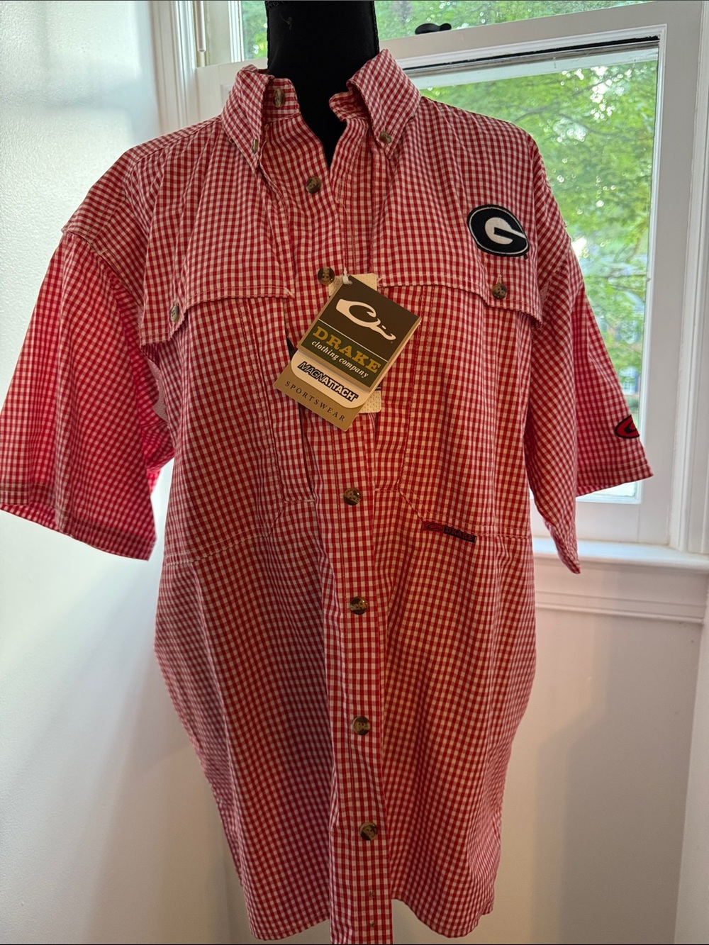 Drake Red Gingham Short-Sleeve Button-Down Shirt